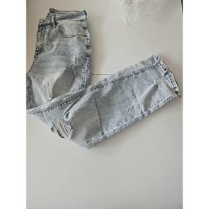 Women’s Distressed Straight Leg Jeans Medium Light Acid Wash High Rise NWT